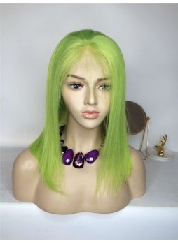 Elwigs custom order  Full lace wig pre plucked hair line baby hair 100% human hair 8A + quality straight Bob style light green color virgin hair